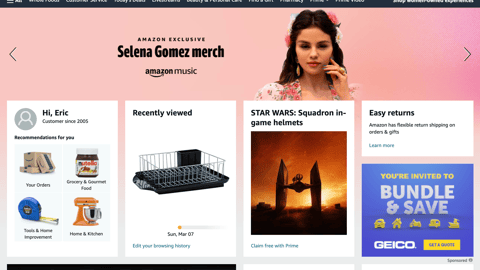 Amazon Music 'Selena Gomez Merch' Carousel Ad